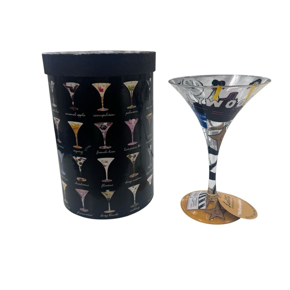 Lolita Hollywood-tini Hand-Painted Martini Glass with Recipe Movie 10oz Read